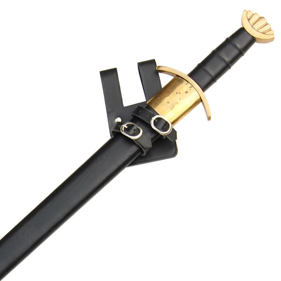 Holy War Black Leather Left Handed Sword Frog | Knights Templar Sword Holster - Image 3 of 4
