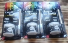 3 Liquid Latex Face Body Paints White 2 Oz Smudge Free Peel Off Costume Makeup