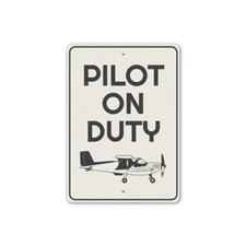 Pilot on Duty Plane Sign, Hangar Sign, Aviation Aluminum Sign