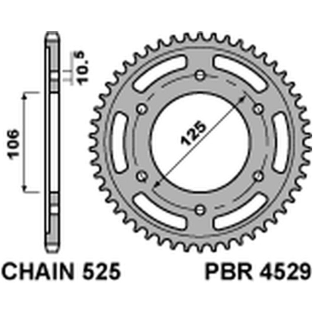 Standard Stahlritzel hinten 4529 - 525 PBR 4529 45 C45 für Standard Stahlritzel hinten 4529 - 525 PBR 4529 45 C45 für