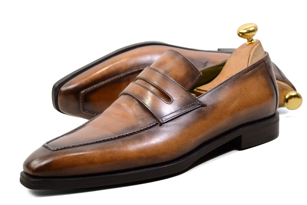 BERLUTI ANDY brown patina penny loafers UK8.5 / US9.5 shoes