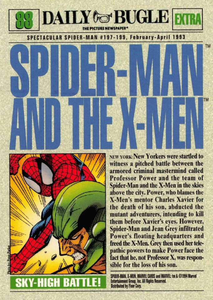 SPIDER-MAN & THE X-MEN / Amazing Spider-Man 1994 BASE Trading Card #88 - Image 2 of 2