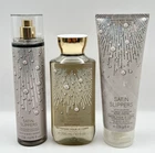 NEW Bath & Body Works Satin Slippers 3pc Gift Set Full Size Body Wash Cream Mist