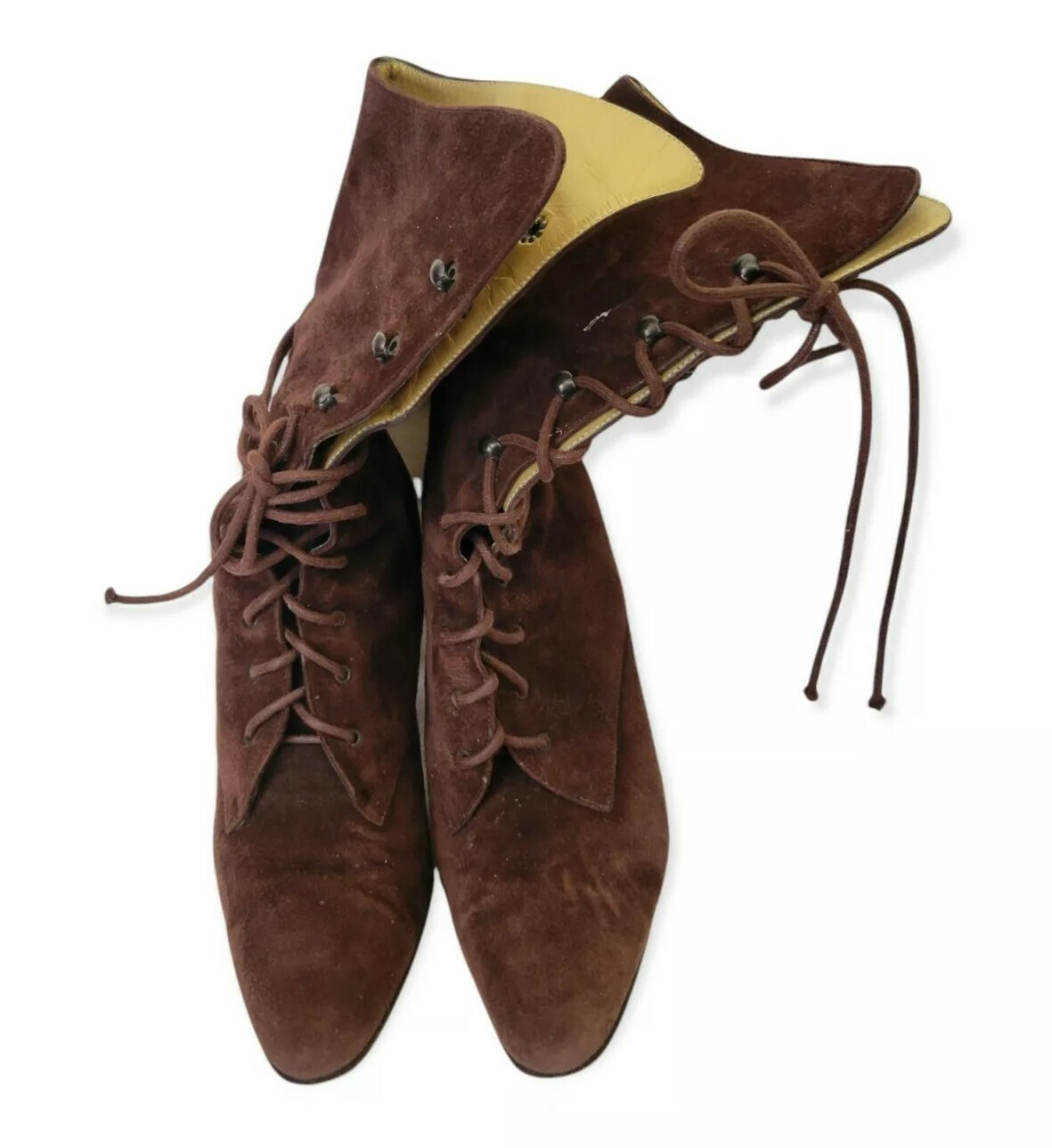 Stivali vintage alla caviglia Yves Saint Laurent donna marroni in pelle scamosciata taglia 6B