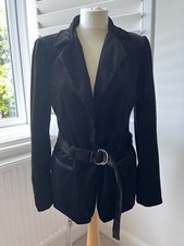 Paige Jeans Blazer Jacket Black Stretch Velvet Corduroy - Small -belted Sorrenti