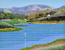 Alex Nizovsky – RODEO LAGOON – Abstracted Landscape Painting Pop Art 28"x22"