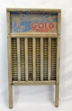 Bear on Easy Gold Columbus Washboard co - Brass - Primitive laundry Decoration