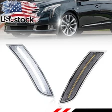 2X Clear White LED Front Bumper Side Marker Lights For 2013-2017 Cadillac XTS