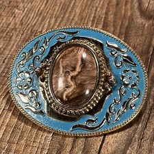 Vintage Gold Tone Belt Buckle w Cabochon Western Style Free Shipping