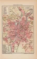 CHEMNITZ Kappel Kassberg Borna STADPLAN von 1909 Bernsdorf Alt-Chemnitz Küchwald