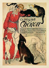 Clinique Cheron Medecin Veterinaire Jugendstil Pension Katzen Plakate A3 384
