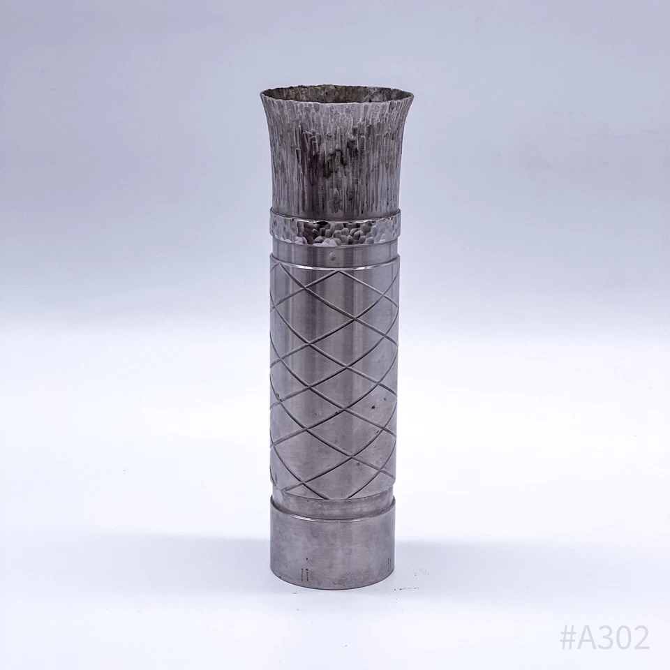 Vintage 70er Jahre Design Vase Hammerschlag Handarbeit | 5,5x21,5cm - Bild 4 von 4