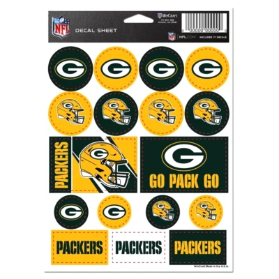 WINCRAFT Green Bay Packers NFL Vinyl Die-Cut Sticker Set / Decal Sheet *Free Shipping