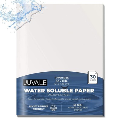 30 Pack Water Soluble Paper, Dissolvable Disappearing Sheets for Embroidery, Art