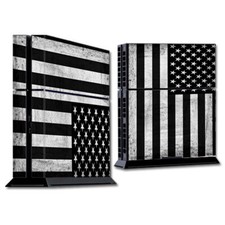 PS4 Playstation console skins decals wrap - Black White Grunge Flag USA America