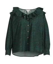 NEW Terra & SKY Long Sleeve Button Up Woven Ruffle Top 3X and 4X Multiple Sizes