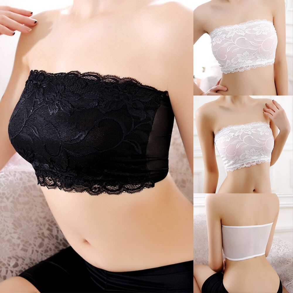 Damen BH Top Atmungsaktiv Dehnbar Durchsichtige Spitze