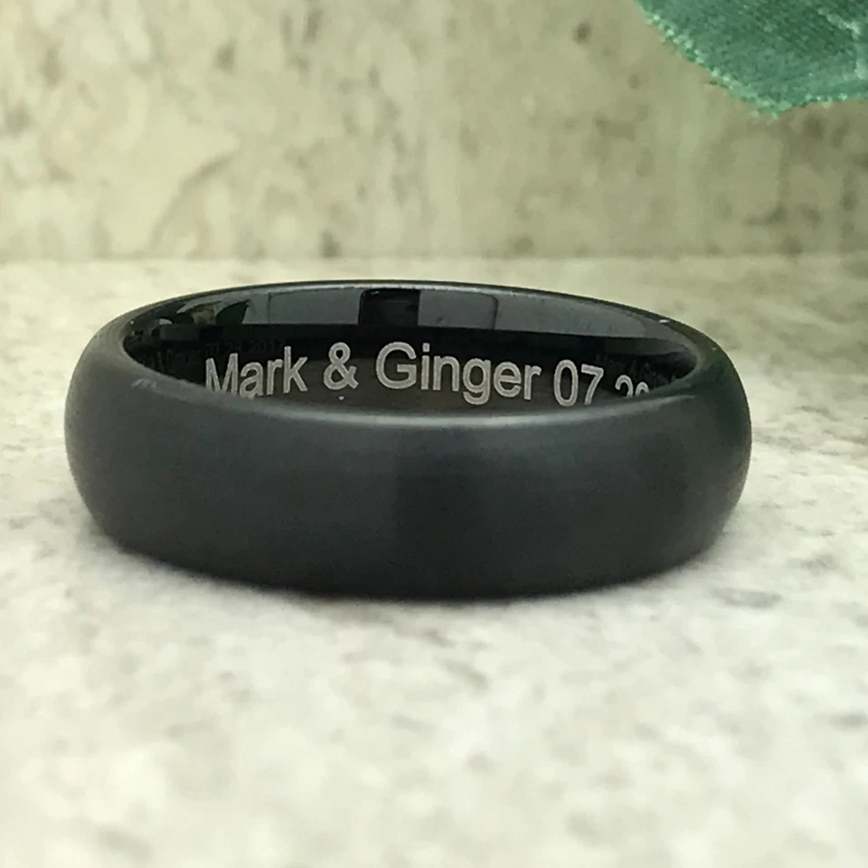 Anillo de tungsteno de 6 mm, anillo de boda de tungsteno grabado personalizado para hombre Foto 3 de 4