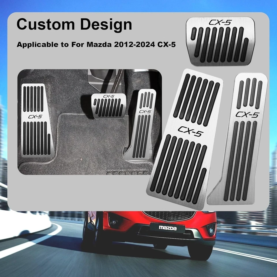 Mazda CX-5 Pedal Covers Kit: Anti-Slip Aluminum Brake & Gas Pedals (2013-2025) Foto 4 de 4