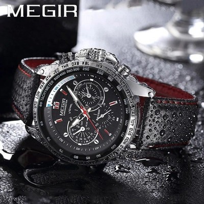 Mode Herren Quarz Analog Armbanduhr Marke Wasserdicht Luxus Leder Uhren f
