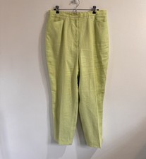 Talbots Irish Linen Pants 16 Lime Green Straight Leg High Rise Pockets