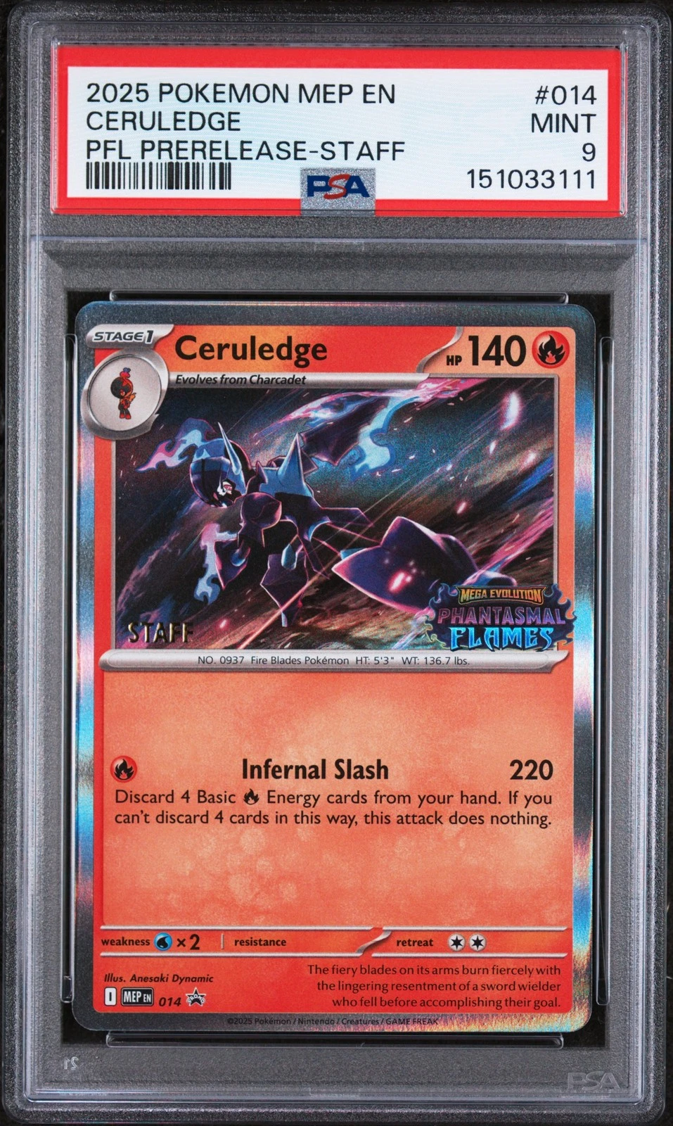 Ceruledge MEP 014 STAFF Prerelease Promo  - PSA 9 image 1