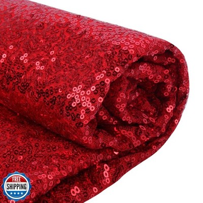 Red Sequin Fabric 1 Piece   36''x36'' (0.92m x 0.92m) Pre-Cut Glitter Mesh for 