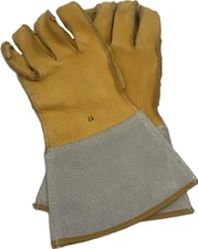 Leather Work Gloves Size 11 with Safety Cuff Durable Cowhide Palm Protection