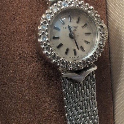 Longines Swiss Made Cocktail Warch 14kt, Diamond Bezel 10kt GF Band Manual Wind.