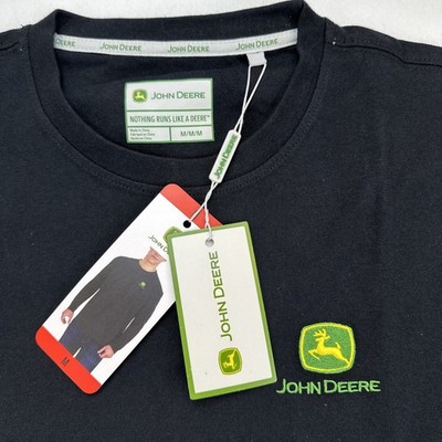 John Deere Men's Long Sleeve Black T-Shirt Embroidered Heavy Quality Medium NWT
