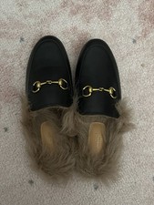 Gucci Princetown Loafers Jordaan Fur Slide Mule Horse Bit Tiger 37 EU 7 US C202