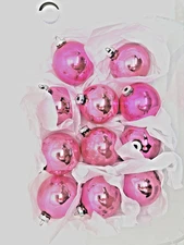 Vtg Large Pink SHINY BRITE Mercury Glass Ornaments 10 1/2" around lot of 11