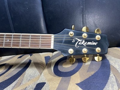 Takamine Black Dreadnought Acoustic Guitar 6-String Rosewood Fretboard Gold Pegs