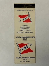 Pacific Orient Express Line Matchbook Cover POE Ditlev-Simonsen Lines Oslo Ship