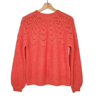 Sezane Paulin Jumper Pullover Sweater Coral Knit Mohair Merino Wool Size Small