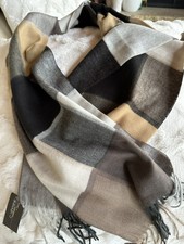 One Large Plaid Designer Brown Tones Soft Scarf CASHMINK From GERMANY NEW 