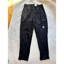 Adidas Originals Mens Woven Cargo Pants Black Trefoil Logo Medium