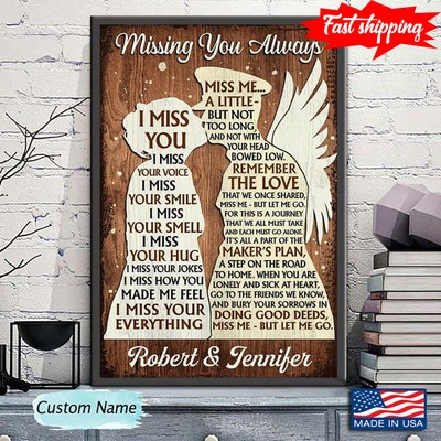 Vintage Customized Name Couple Kissing Typography Missing You Always I Miss Y...