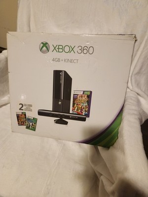 Microsoft Xbox 360 S 4GB Black Console with Power Cord, Kinect, and 6 Games.