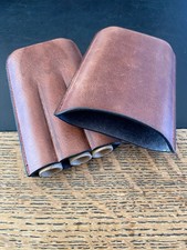 PORTA SIGARI 3 SCOMPARTI IN VERA PELLE - MARRONE - MAI UTILIZZATO