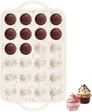 Silicone Mini Muffin Pan With Metal Reinforced Frame - 24 Cups Durable Silicone