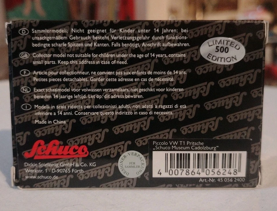 SHUCO PICCOLO-LIMITED EDITION 500-VOLKSWAGEN T1 -Modellino Auto Logo Museo Shuco - Immagine 4 di 4