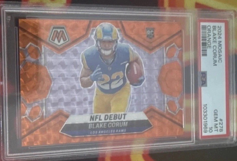 2024 Panini Mosaic - NFL Debut Blake Corum #278 Orange Mosaic Prizm /199 (RC)