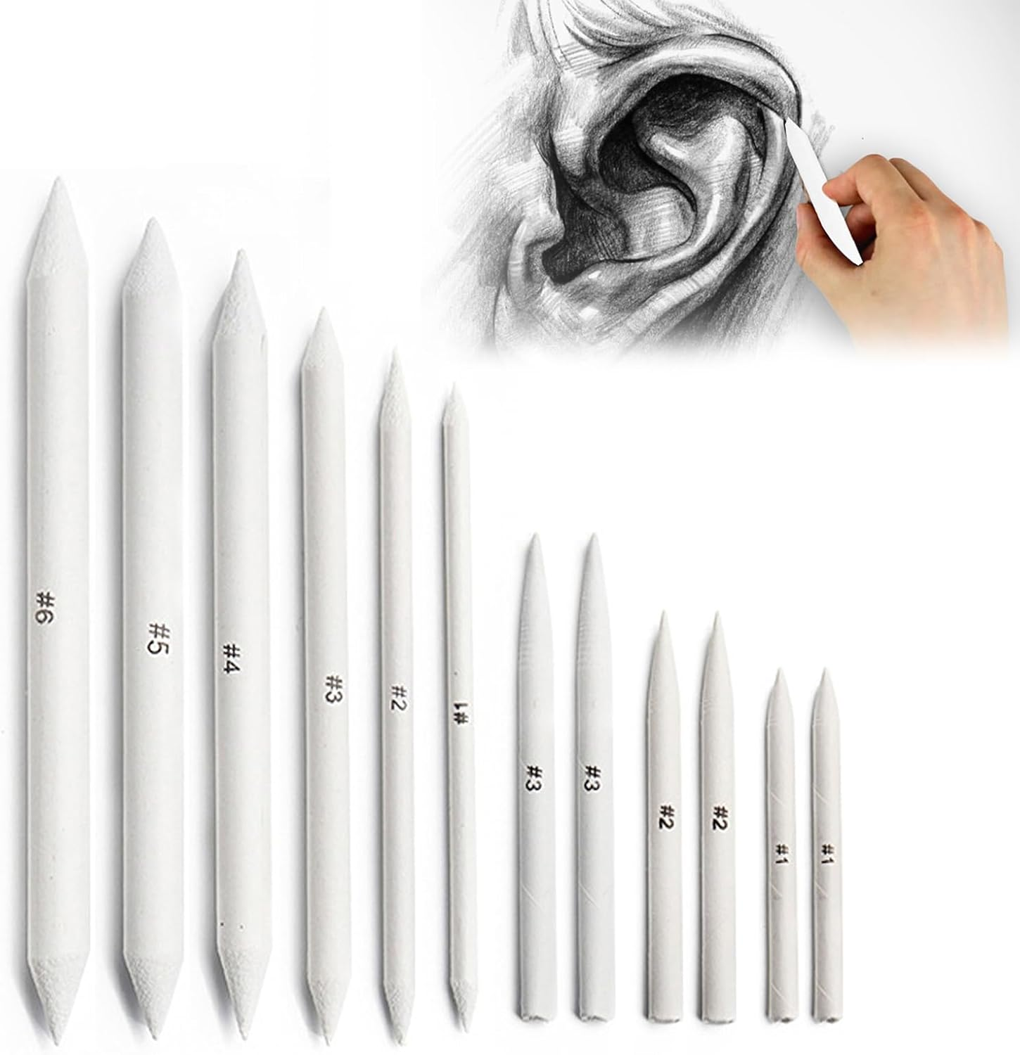 12 Pcs Blending Stumps for Artists, Pencil Blender for Artists, Drawing Pencils