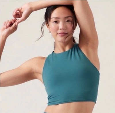 NWT Athleta Conscious Crop D-DD Top In Powervita Teal Green Sz M  #531221 NEW