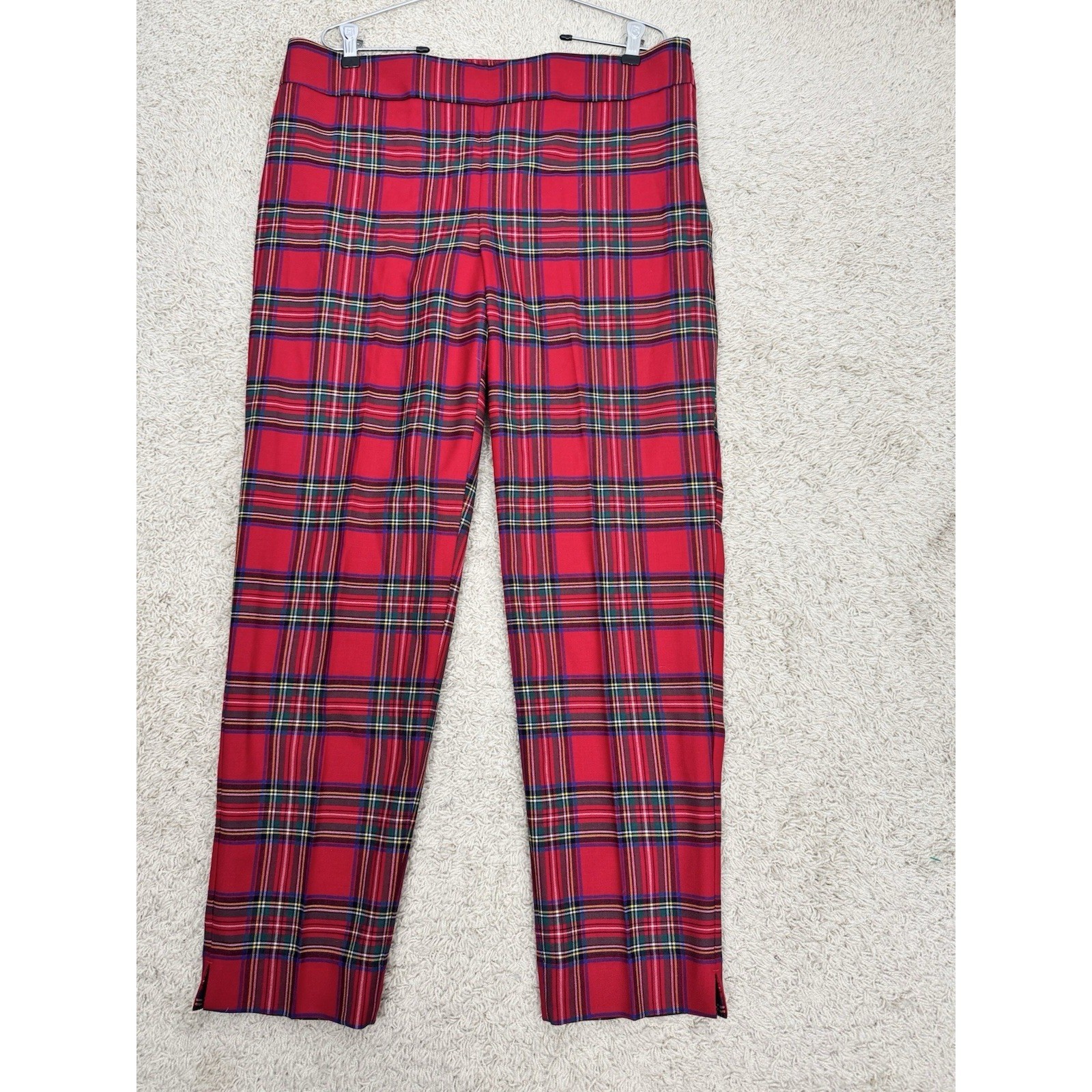 Talbots Slim Ankle Pants Celebrating Plaid Size 12 Wool Blend Holiday Christmas