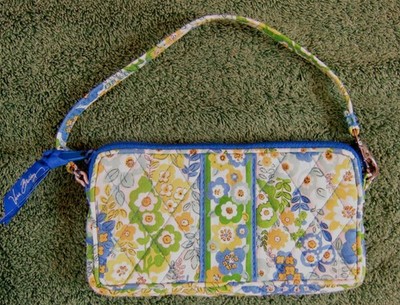 VERA BRADLEY FLORAL WRISTLET WALLET PURSE EAST WEST ENGLISH MEADOW