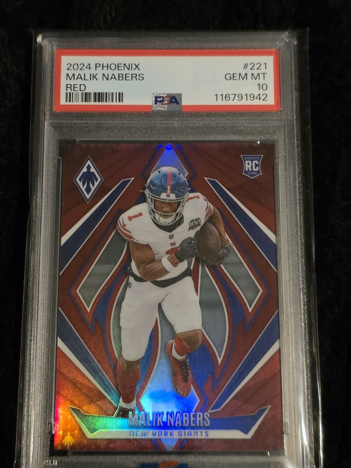 2024 Panini Phoenix Malik Nabers Rookie Red #221/99 PSA 10 Giants