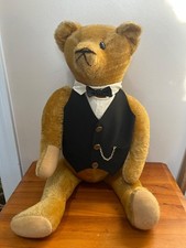 ANTIQUE Vintage STEIFF Teddy Bear Groom Butler Vest Bow Tie 24" Jointed Mohair