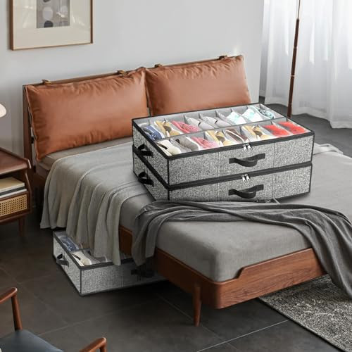 Under the Bed Shoe Storage Organizer for Closet, Extra Large Underbed Shoe - Picture 3 of 7